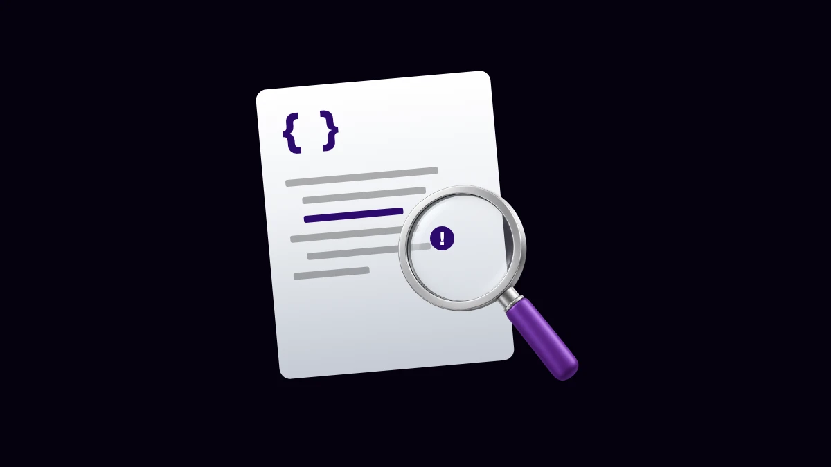 Illustrated code contract with a finding highlighted beneath a magnifying glass