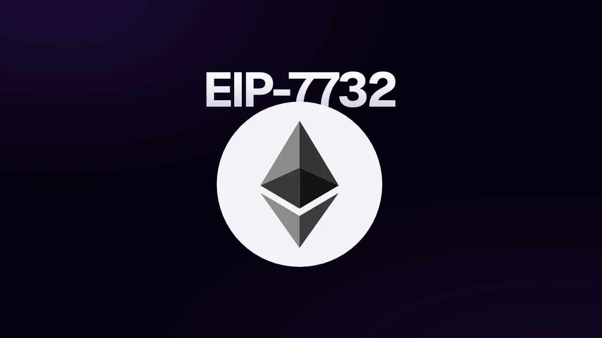 Gray Ethereum symbol on a light disc below the EIP-7732 heading