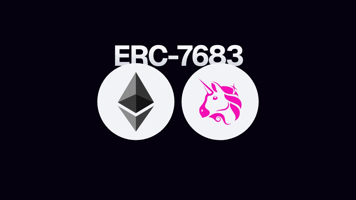Logos de Ethereum y Uniswap bajo el identificador plateado ERC-7683
