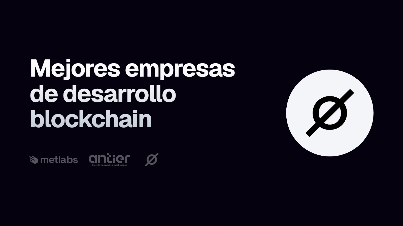 Símbolo de Cosmos junto al titular «Mejores empresas de desarrollo blockchain» y los logos de las empresas comparadas