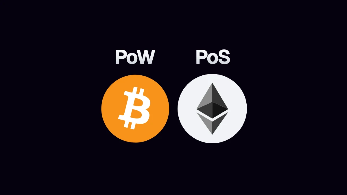 Bitcoin y Ethereum bajo los rótulos PoW y PoS como ejemplos de consenso