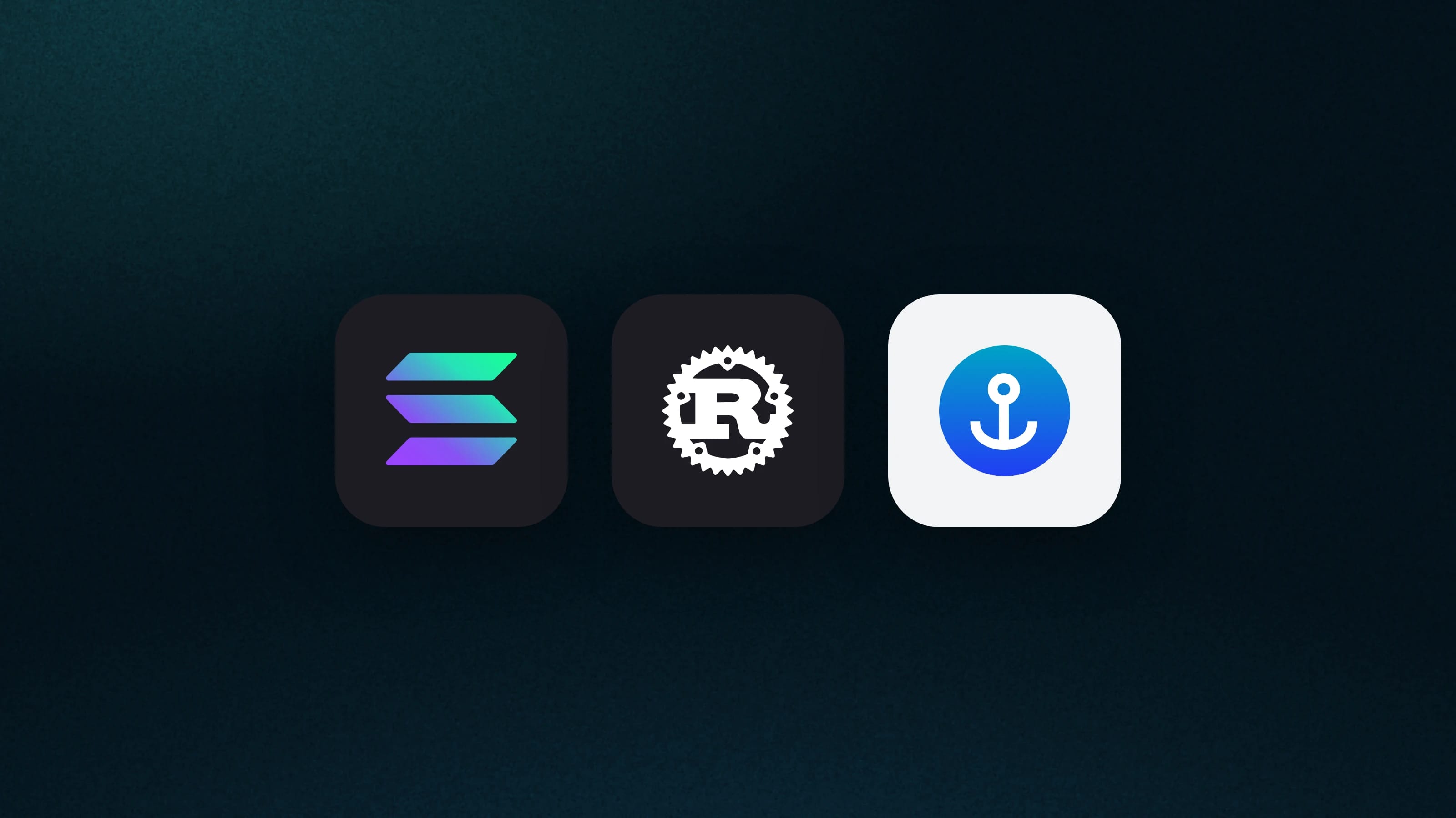 Logotipos de Solana, Rust y Anchor