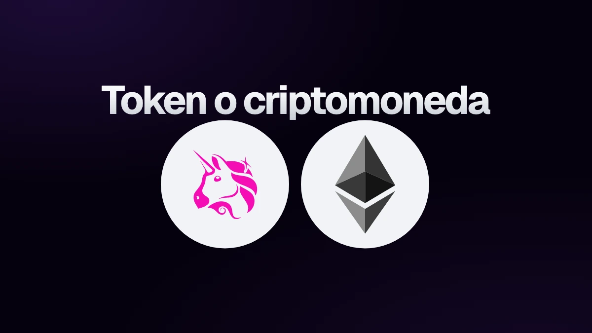 Uniswap y Ethereum en dos círculos separados del mismo tamaño bajo el rótulo Token o criptomoneda