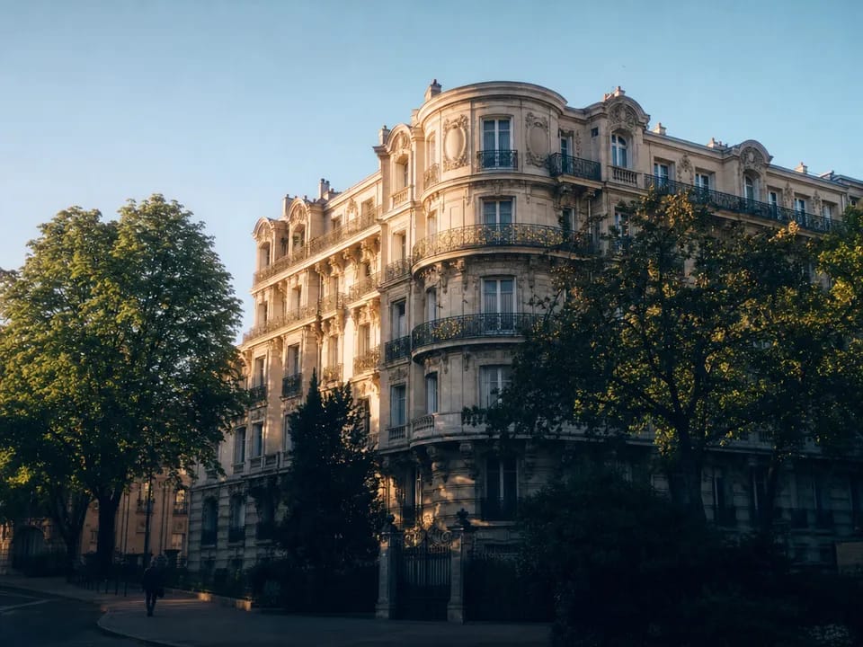 Classic apartment building in the sun, real estate investment with a smart contract audit