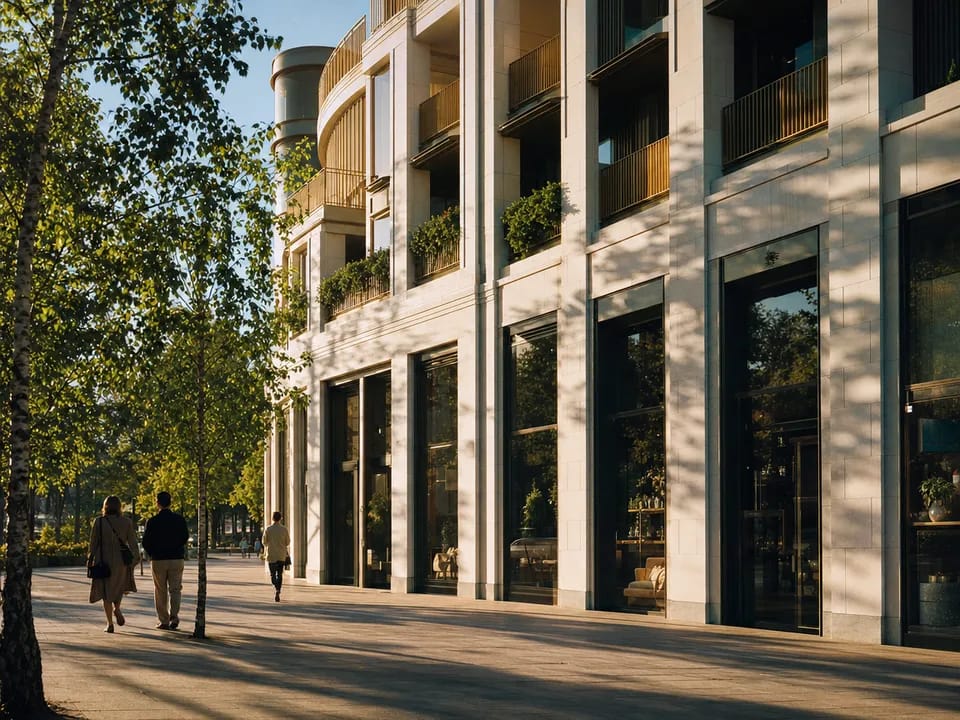 Mixed-use building with shops and homes, shares issued as security tokens