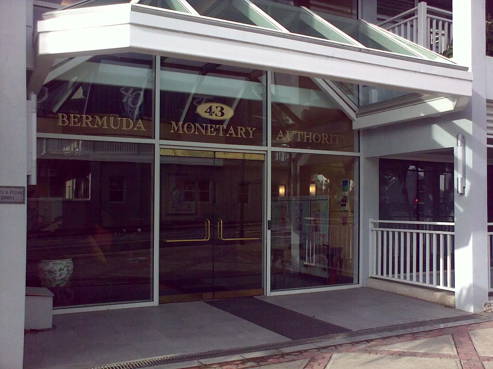 Entrance to the Bermuda Monetary Authority in Hamilton