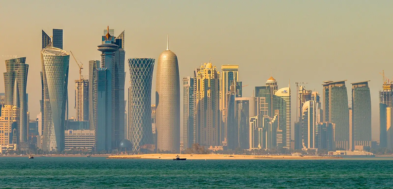West Bay skyscrapers seen from the water in Doha
