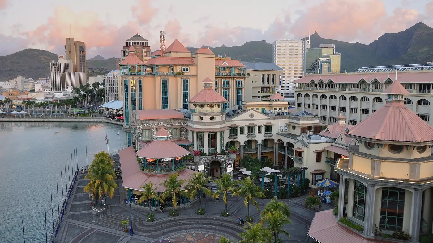 Waterfront and central buildings in Port Louis