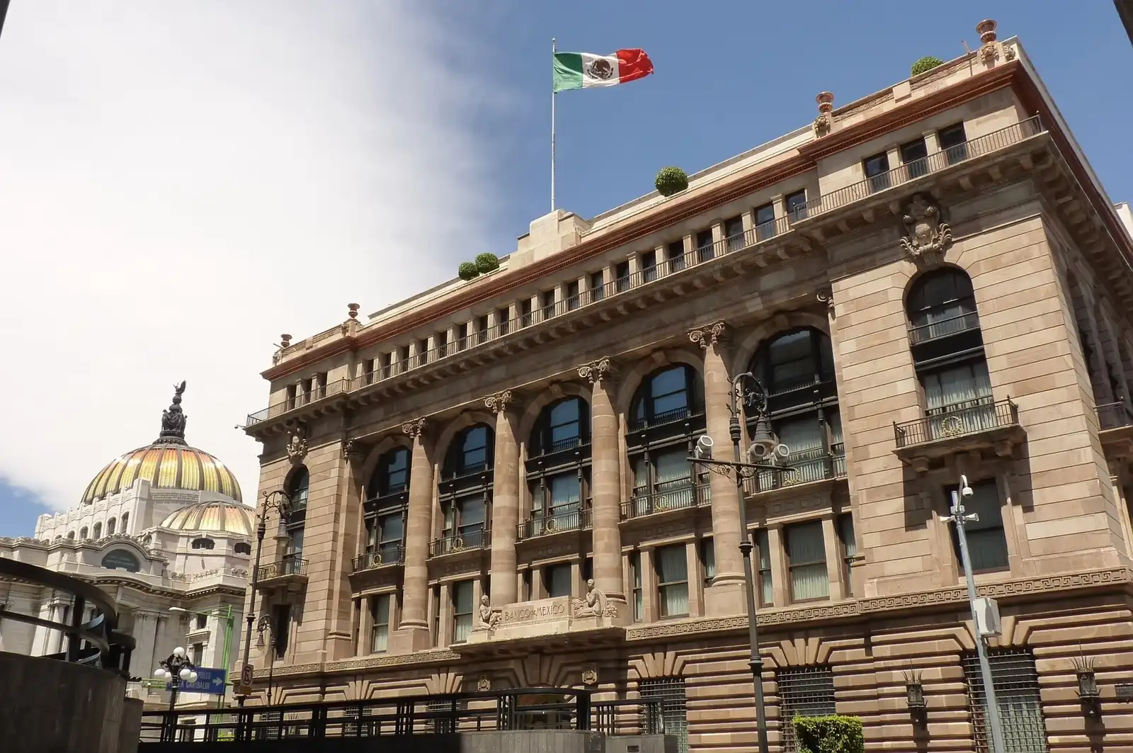 Bank of Mexico building beside the Palace of Fine Arts in Mexico City