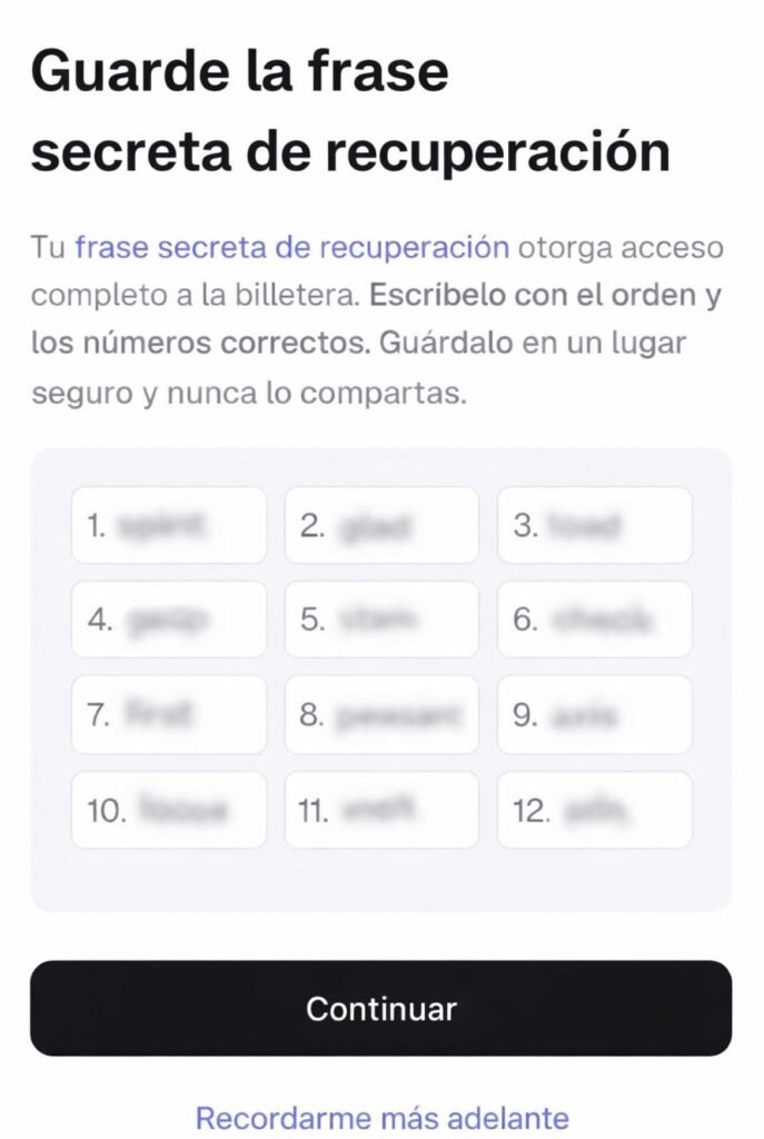 Cómo crear una wallet o billetera en Metamask en 2026 3 frase secreta de recuperación de 12 palabras