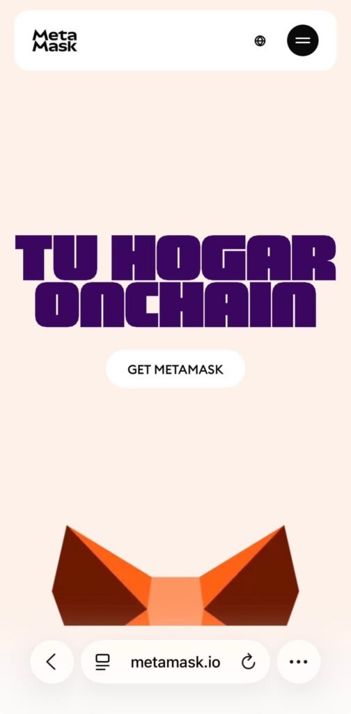Cómo crear una wallet o billetera en Metamask en 2026 1 Página oficial de MetaMask con el botón Get MetaMask para descargar la wallet