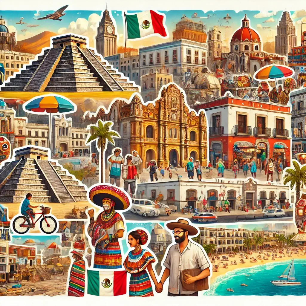 DALL·E 2024 07 13 17.21.00 A detailed image of Mexico showcasing its rich cultural heritage and diverse landscapes. Include iconic elements such as the ancient pyramids of Teot 1